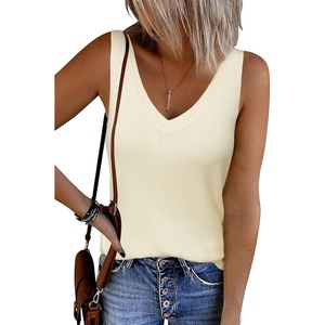 image:imageArachampCloz Womens Wool Blend Slim Fit V Neck Fall Work Sweater Tank TopsOffwhite Cream