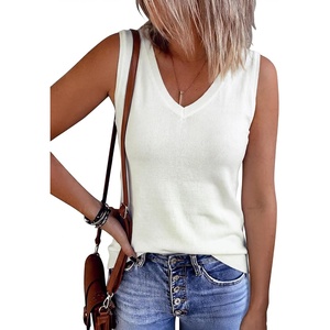 image:imageArachampCloz Womens Wool Blend Slim Fit V Neck Fall Work Sweater Tank TopsWhite