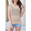image:imageArachampCloz 2025 Womens Crochet Cap Sleeve Knit Tops Spring Summer Shirts Lightweight Collared Hollow Out Casual BlousesApricot