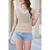 image:imageArachampCloz 2025 Womens Crochet Cap Sleeve Knit Tops Spring Summer Shirts Lightweight Collared Hollow Out Casual BlousesApricot