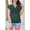 image:imageArachampCloz 2025 Womens Crochet Cap Sleeve Knit Tops Spring Summer Shirts Lightweight Collared Hollow Out Casual BlousesGreen