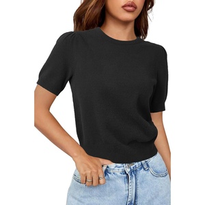 image:imageArachampCloz Womens Wool Blend Soft Fuzzy Puff Sleeve Cute Casual Fall Sweaters 2025Black