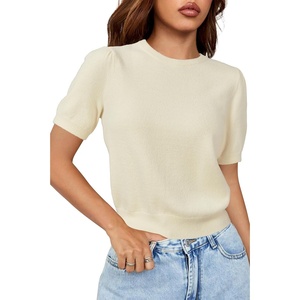 image:imageArachampCloz Womens Wool Blend Soft Fuzzy Puff Sleeve Cute Casual Fall Sweaters 2025Cream