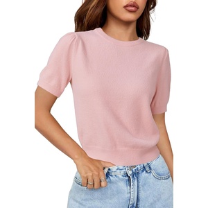 image:imageArachampCloz Womens Wool Blend Soft Fuzzy Puff Sleeve Cute Casual Fall Sweaters 2025Light Pink
